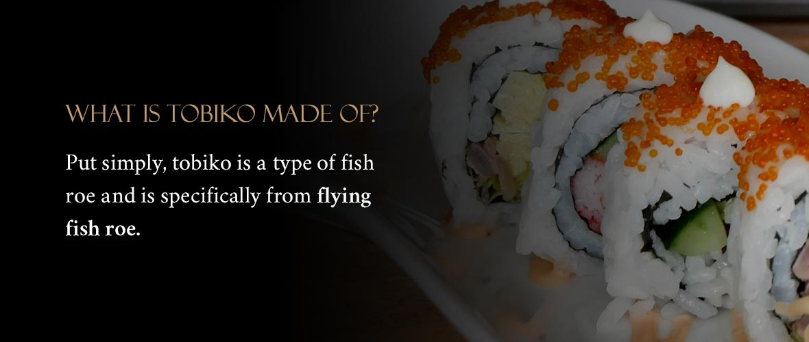 Close-up view of vibrant orange tobiko, or flying fish roe, highlighting its natural color and small size.
