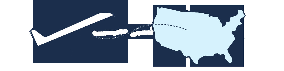 Plane flying to America graphic