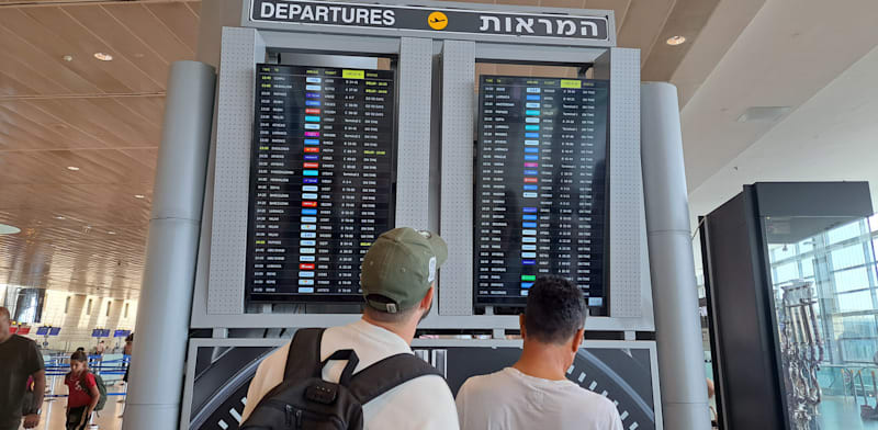 Ben Gurion Airport Departures and Arrivals Board Displaying Flight Information