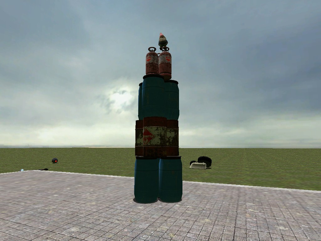 Rocket core structure with gnome astronaut