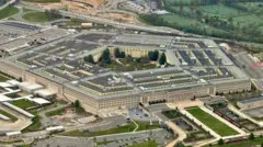 Aerial view of the Pentagon in Washington DC, suggesting a focus on national security concerns regarding drone sightings