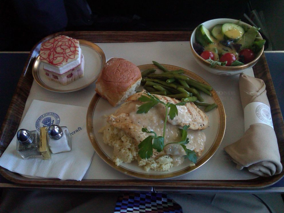 This photo shows a typical meal on Air Force One.