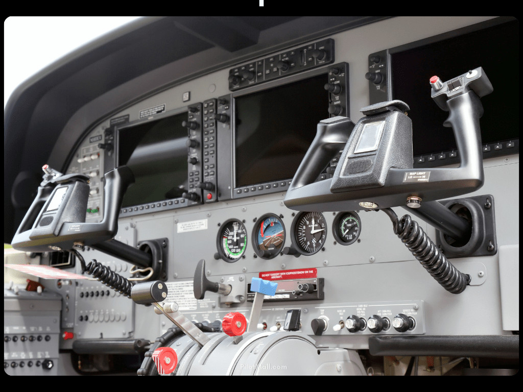 Close Up of Aircraft Instruments in Cockpit