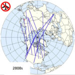 Vintage map showing transpolar flight routes
