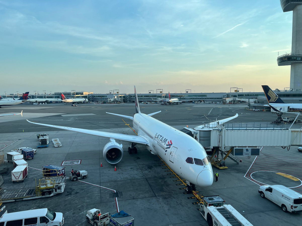 Inside the Emirates Lounge at JFK Airport, symbolizing the competitive and slot-restricted environment of JFK.