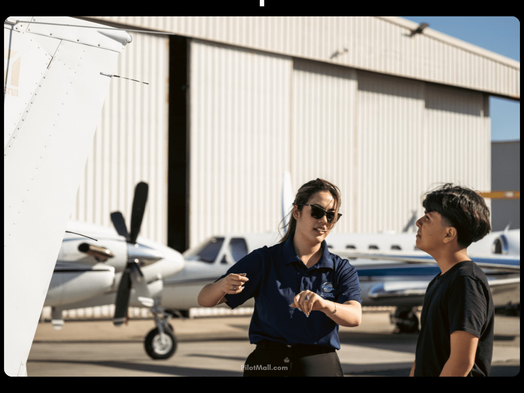 Flight Instructor Teaching Student in Cockpit