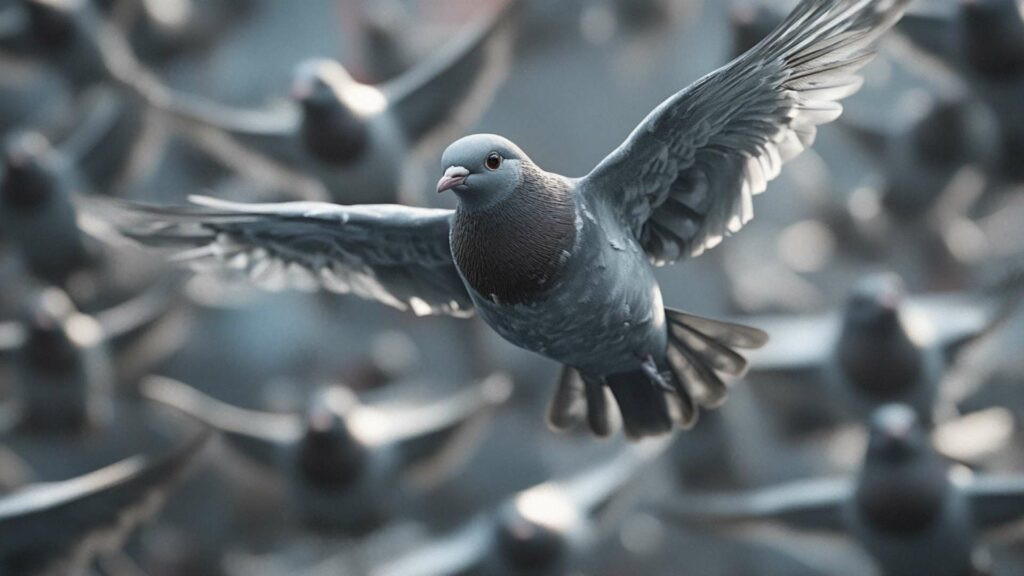 A group of pigeons perched on a rooftop