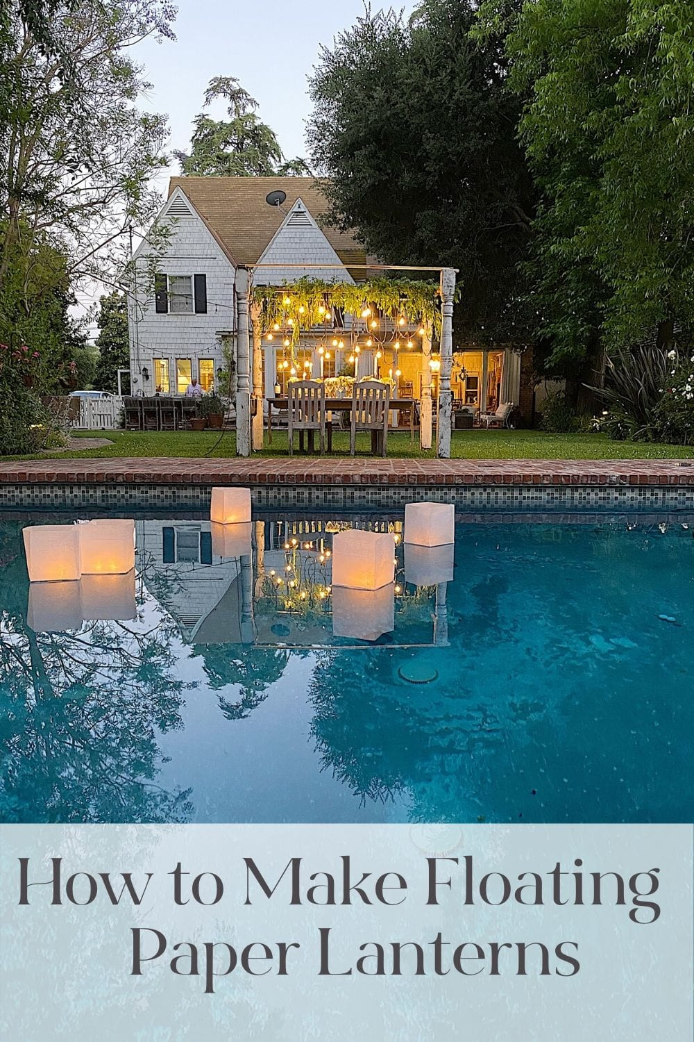 Close-up showcasing the charm of DIY floating paper lanterns, perfect for adding a magical touch to outdoor evening events.