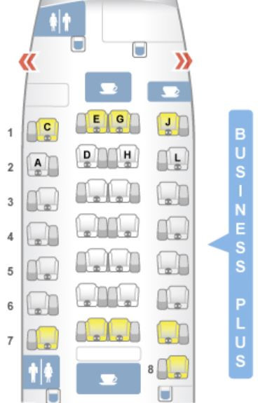Iberia A330-300 Business Class Seat Map