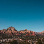 Aerial view of Sedona, Arizona, showcasing red rock formations