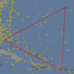 Flight paths over the Bermuda Triangle as seen on Flightradar24