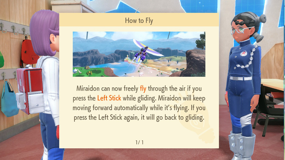 Instructions on how to fly with Koraidon or Miraidon in Pokemon Indigo Disk