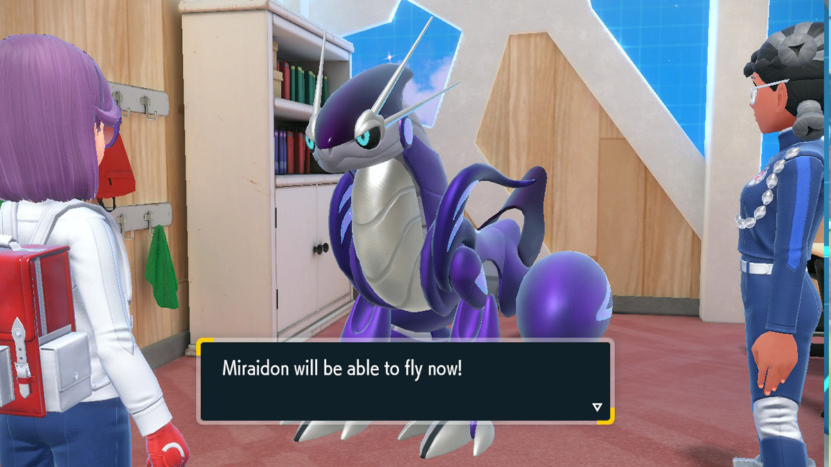 Miraidon with unlocked flying ability in Pokemon Indigo Disk