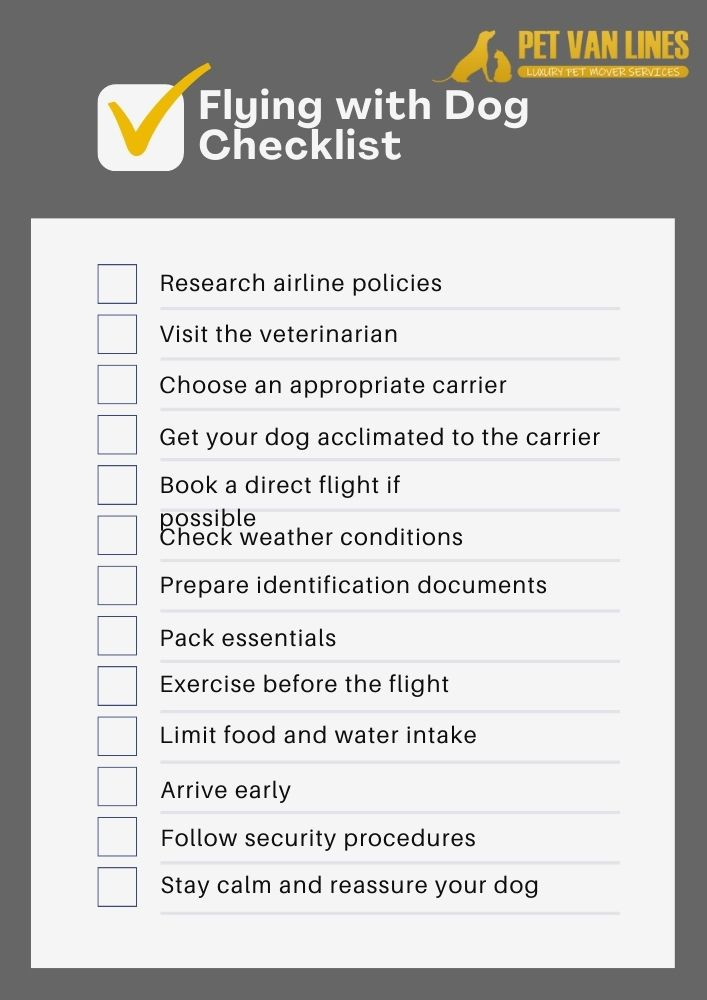 Checklist for flying with a dog