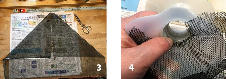 Insect screening and milk jug top (Steps 3 and 4)