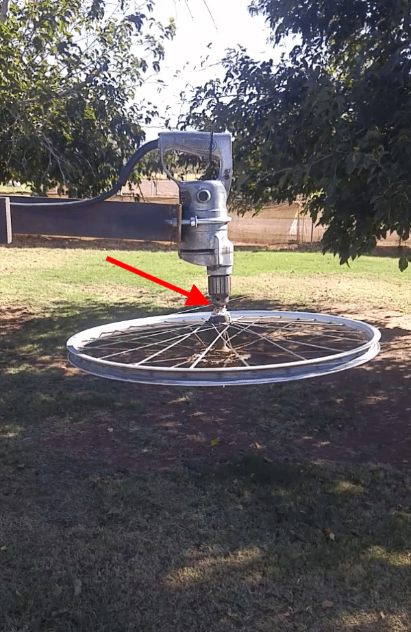 Attaching the wheel to the drill