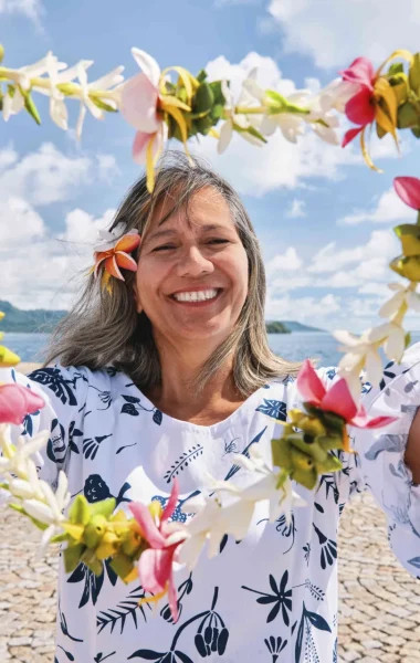Warm welcome with Raiatea flower necklace