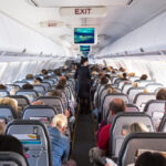 Airplane interior during a flight
