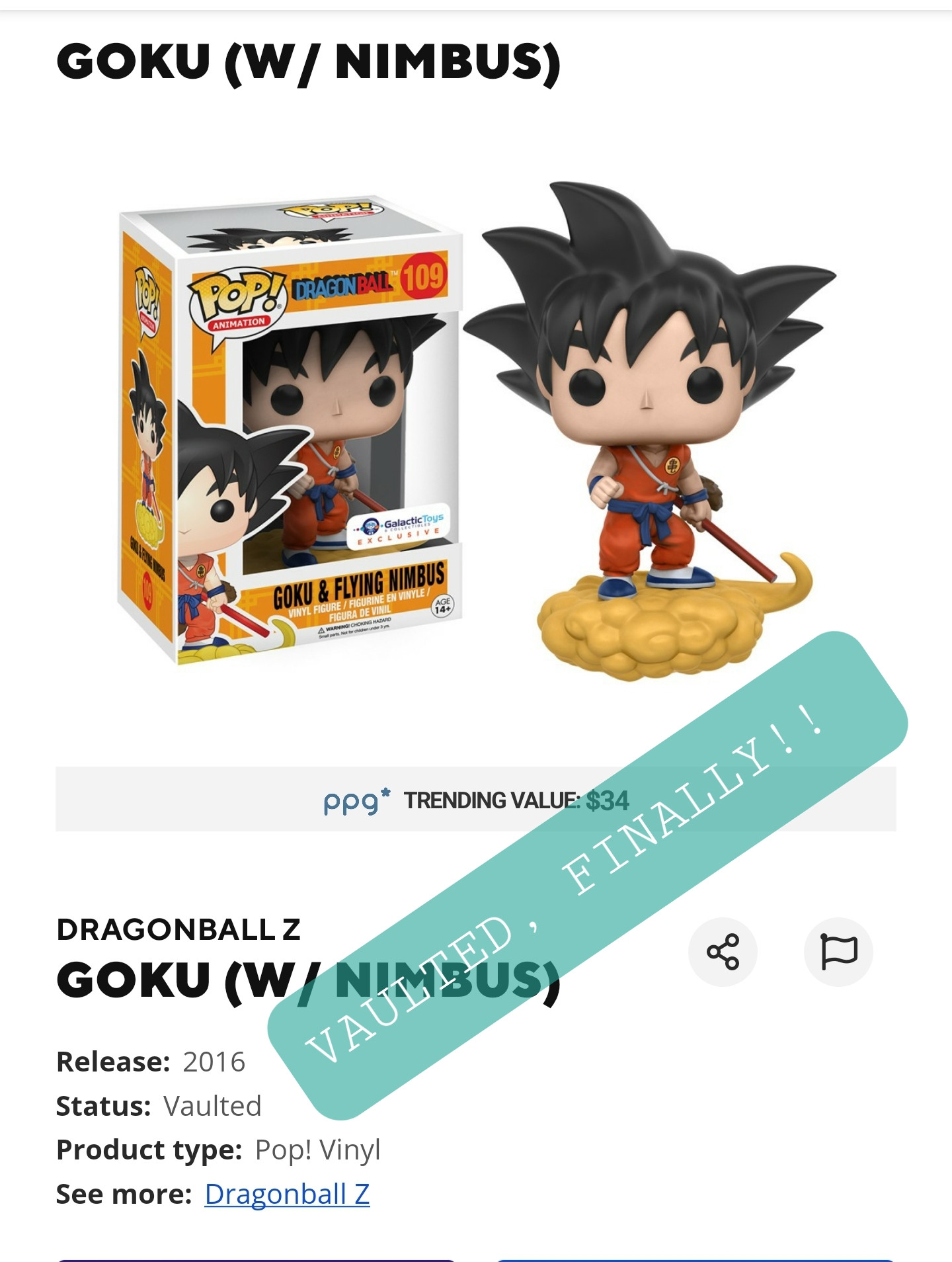 Goku on Flying Nimbus, a popular Funko Pop! figure