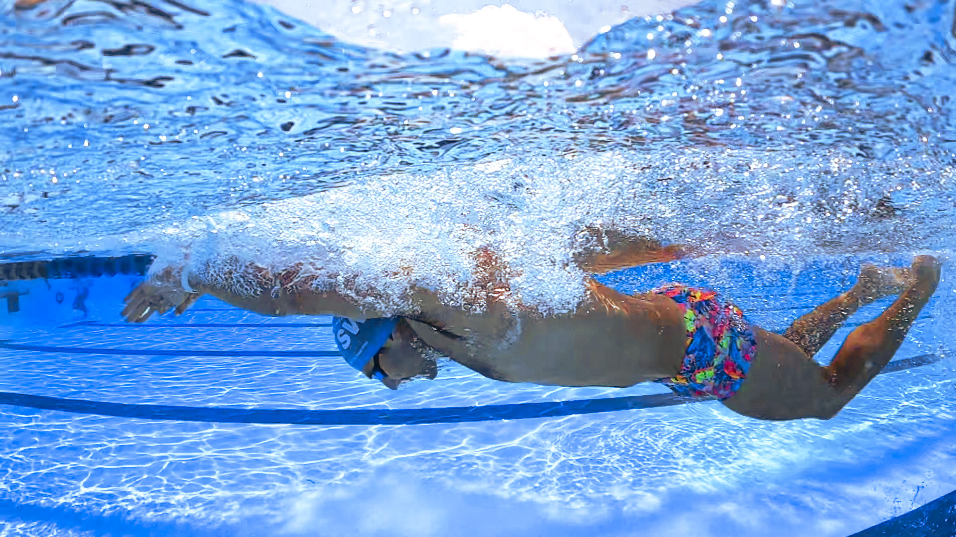 Swimmer demonstrating the dolphin kick in butterfly