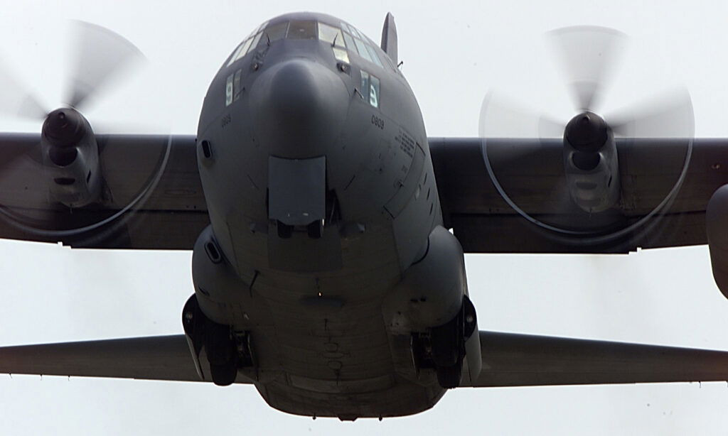 C-130 Hercules taxiing on the runway