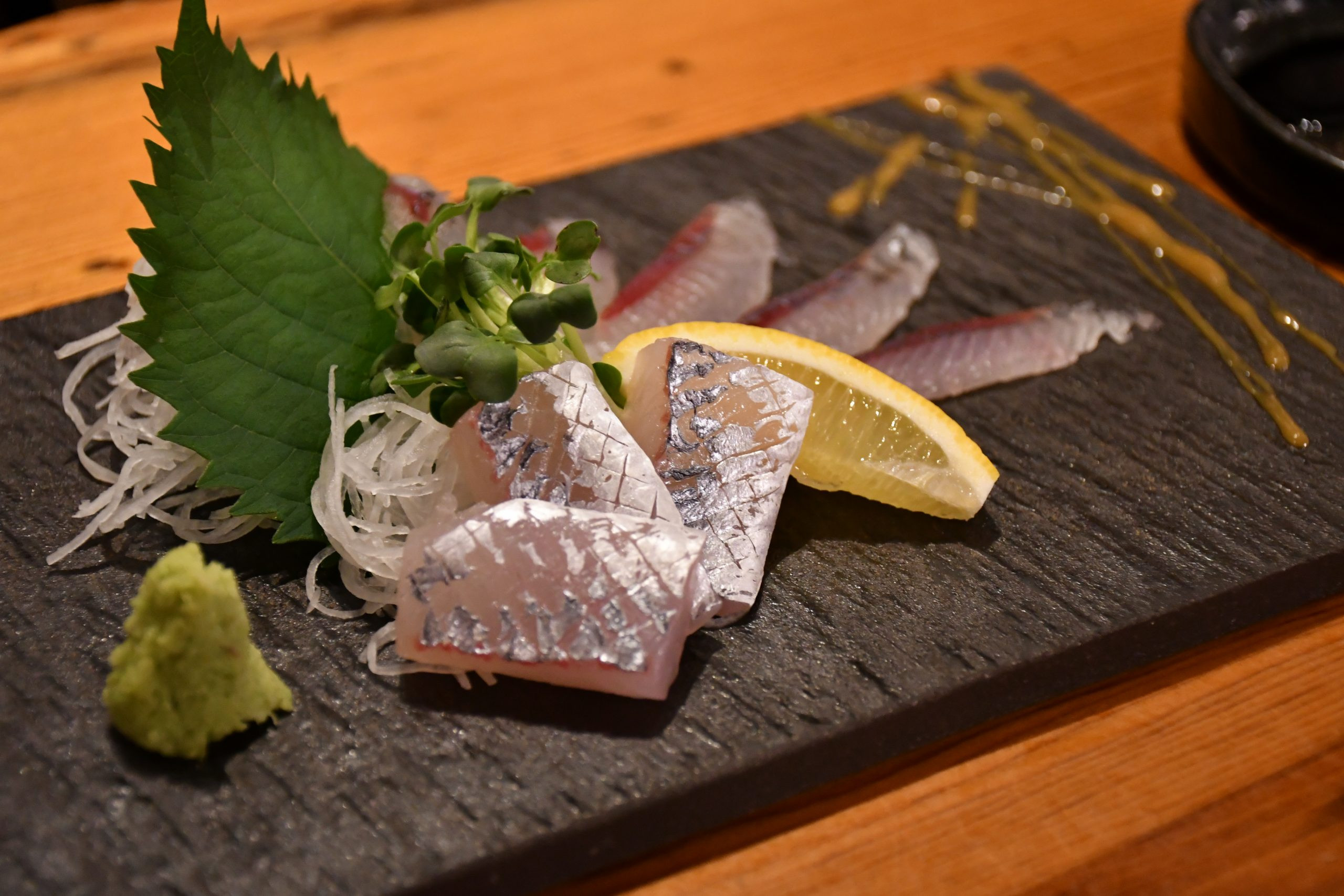 Flying fish prepared as sashimi in Japan