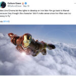 Iron Man flying in the sky