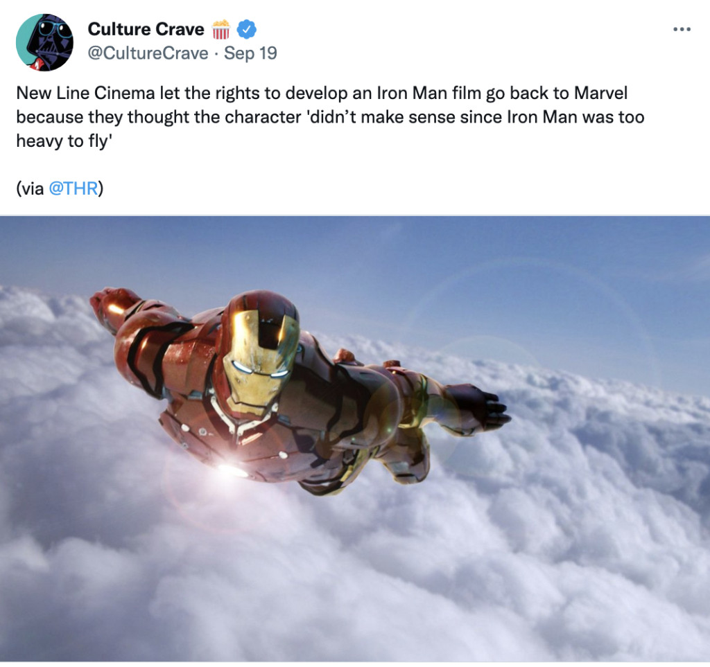 Iron Man flying in the sky