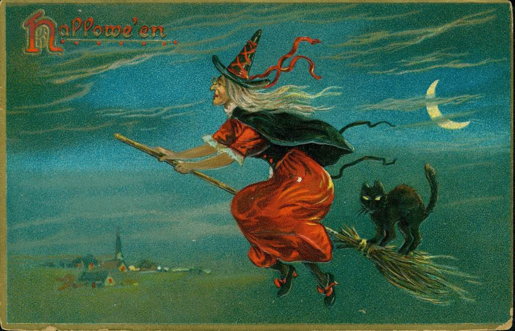 witch riding broomstick