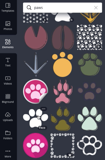 paw print graphic in Canva