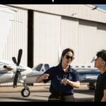 Flight instructor teaching student