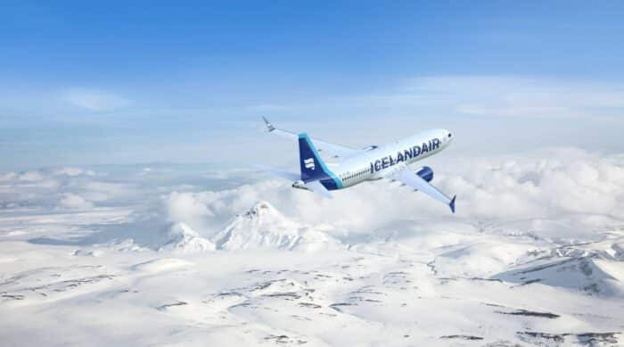 Icelandair flight from the US to Greenland landing in Reykjavik airport