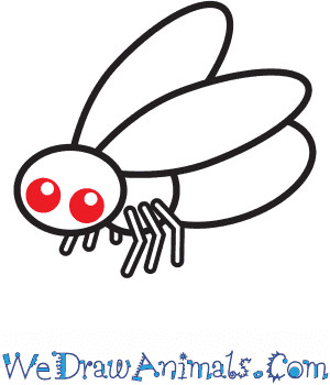 Refining the head and adding the eyes: two large, round eyes with small circles or dots to represent individual lenses.