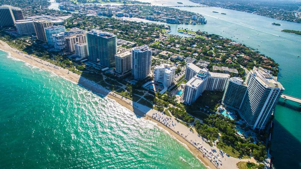 Drone flying over the beach