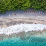 Drone flying over a Hawaiian beach