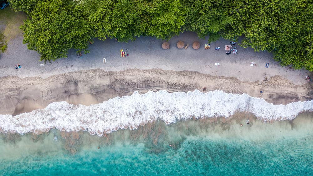 Drone flying over a Hawaiian beach