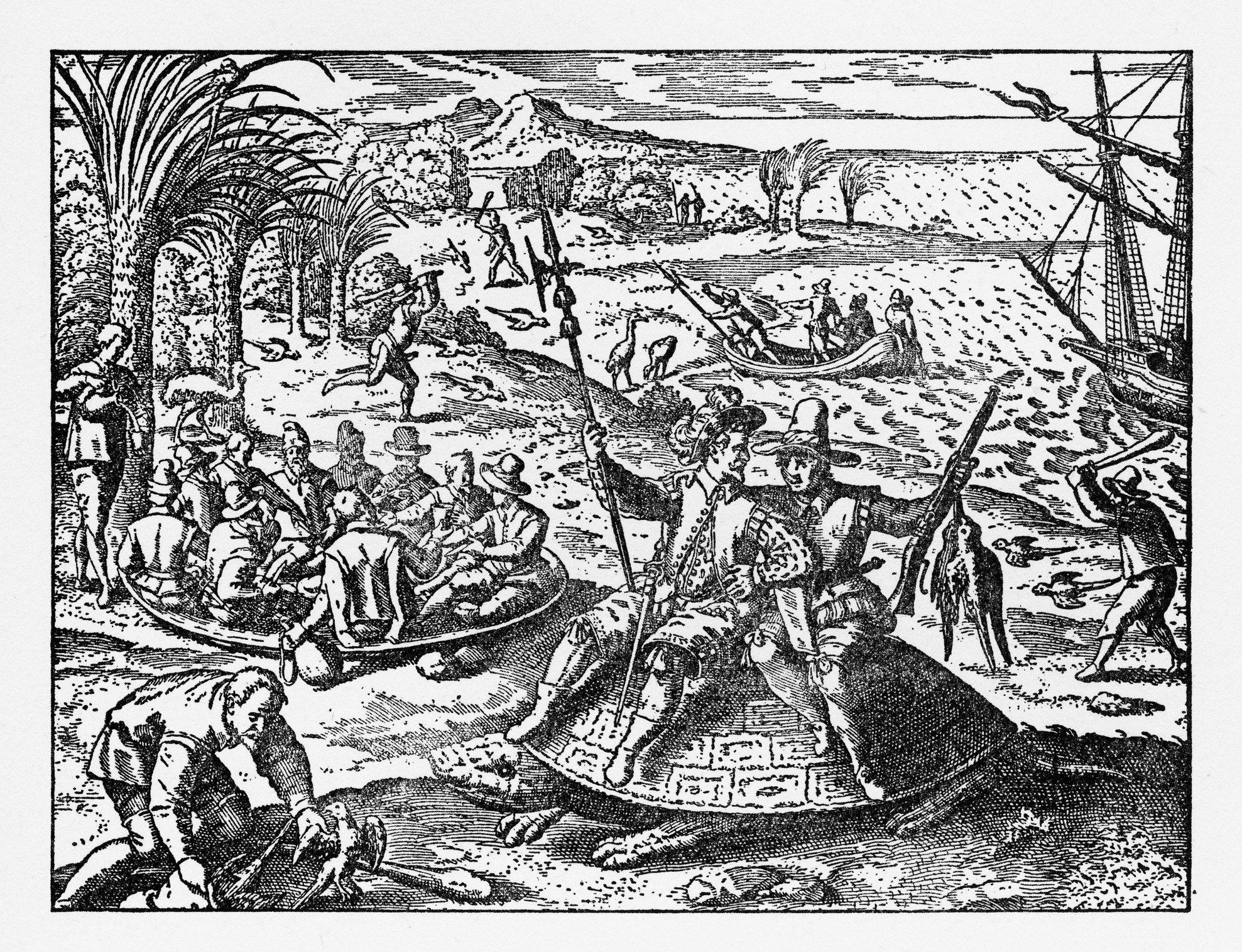 Dutch Navigators Landing on the Mauritius Island Illustration