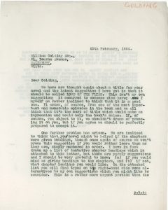 Charles Monteith to William Golding