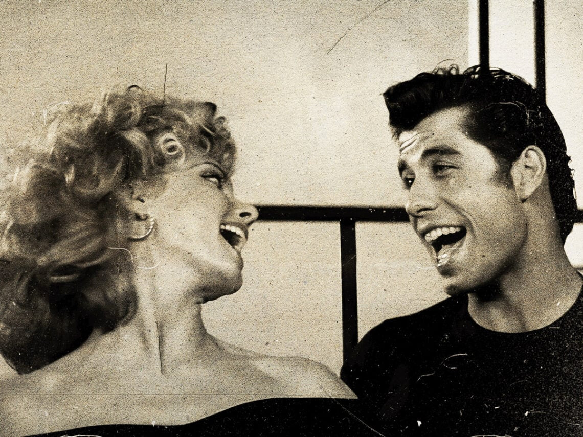 Danny and Sandy flying car scene in Grease