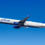 JetBlue Airbus A320 taking off from Boston Logan International Airport
