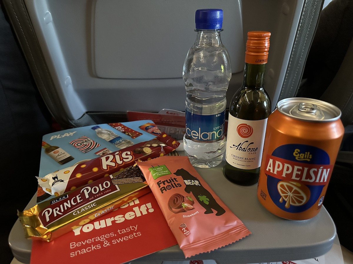 Sampling of food and drink items from the PLAY in-flight menu