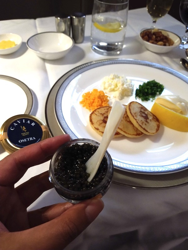 One surprise with this course was that it came with caviar and a mother of pearl caviar spoon