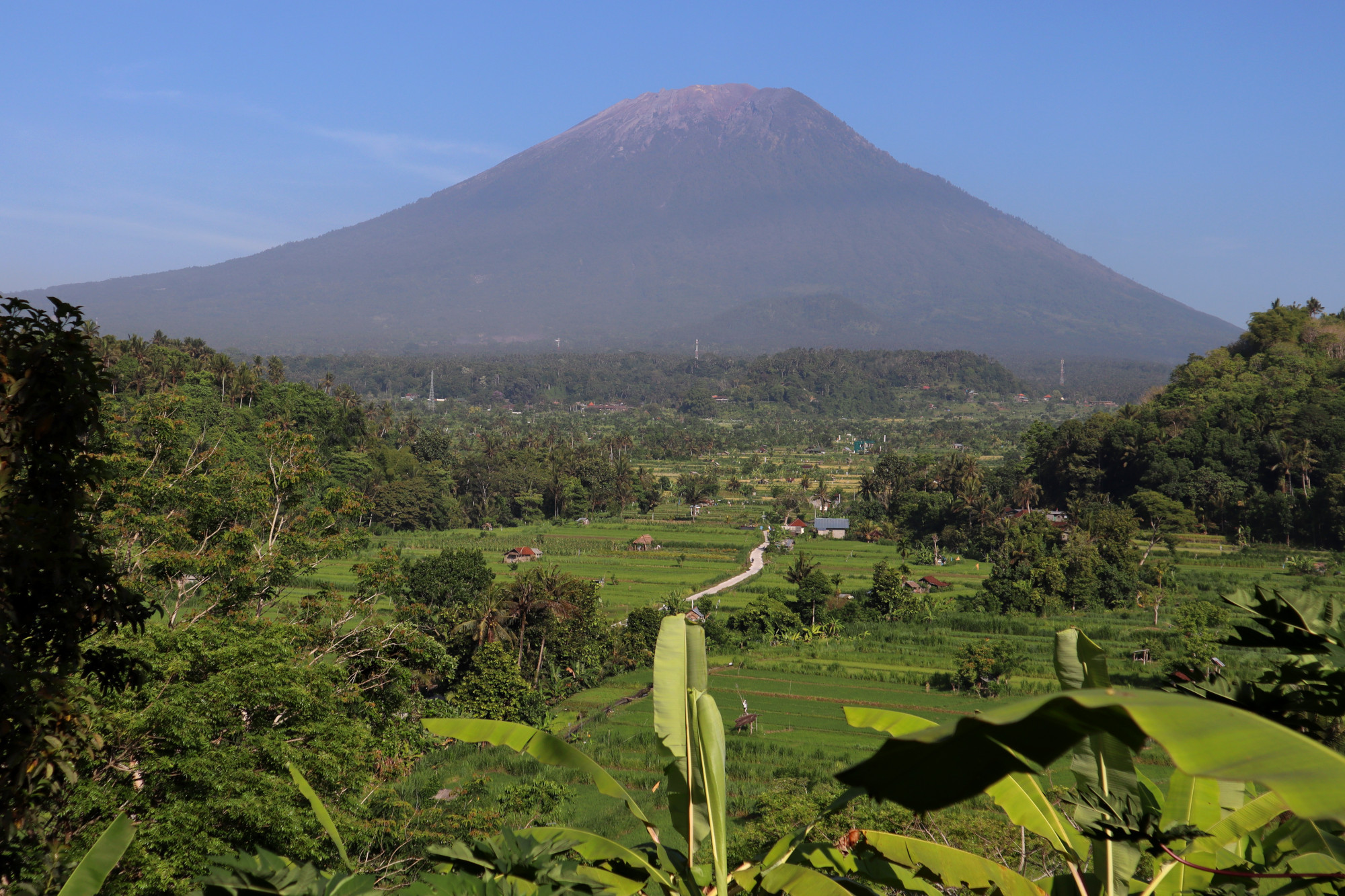 Agung view over rice fields from Amlapura - Bali