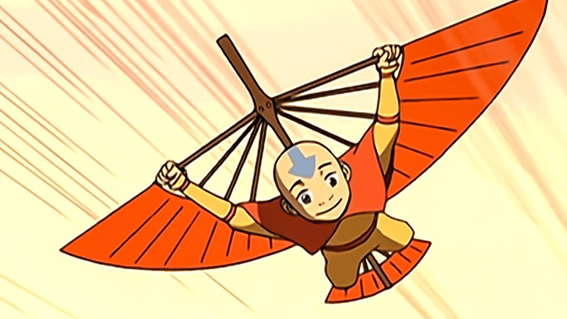 Aang on his glider in Avatar: The Last Airbender