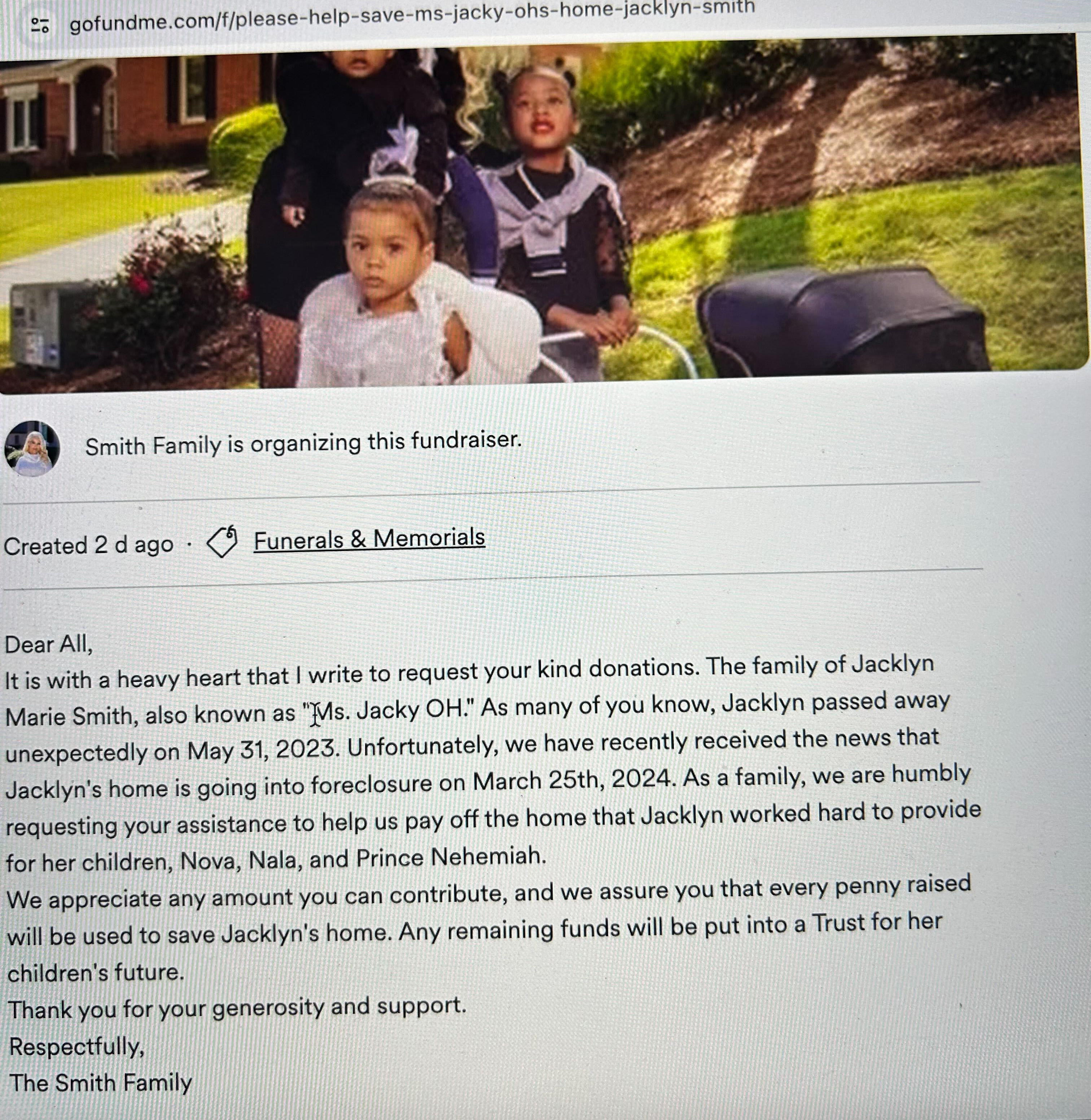 A GoFundMe page to save Jacky Oh