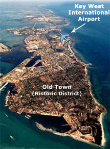 Aerial panorama of Key West International Airport and surrounding island landscape