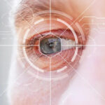 A doctor examining a patient's eye after cataract surgery