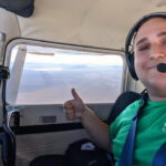 Gabriel flying with Groom Lake in the distance.