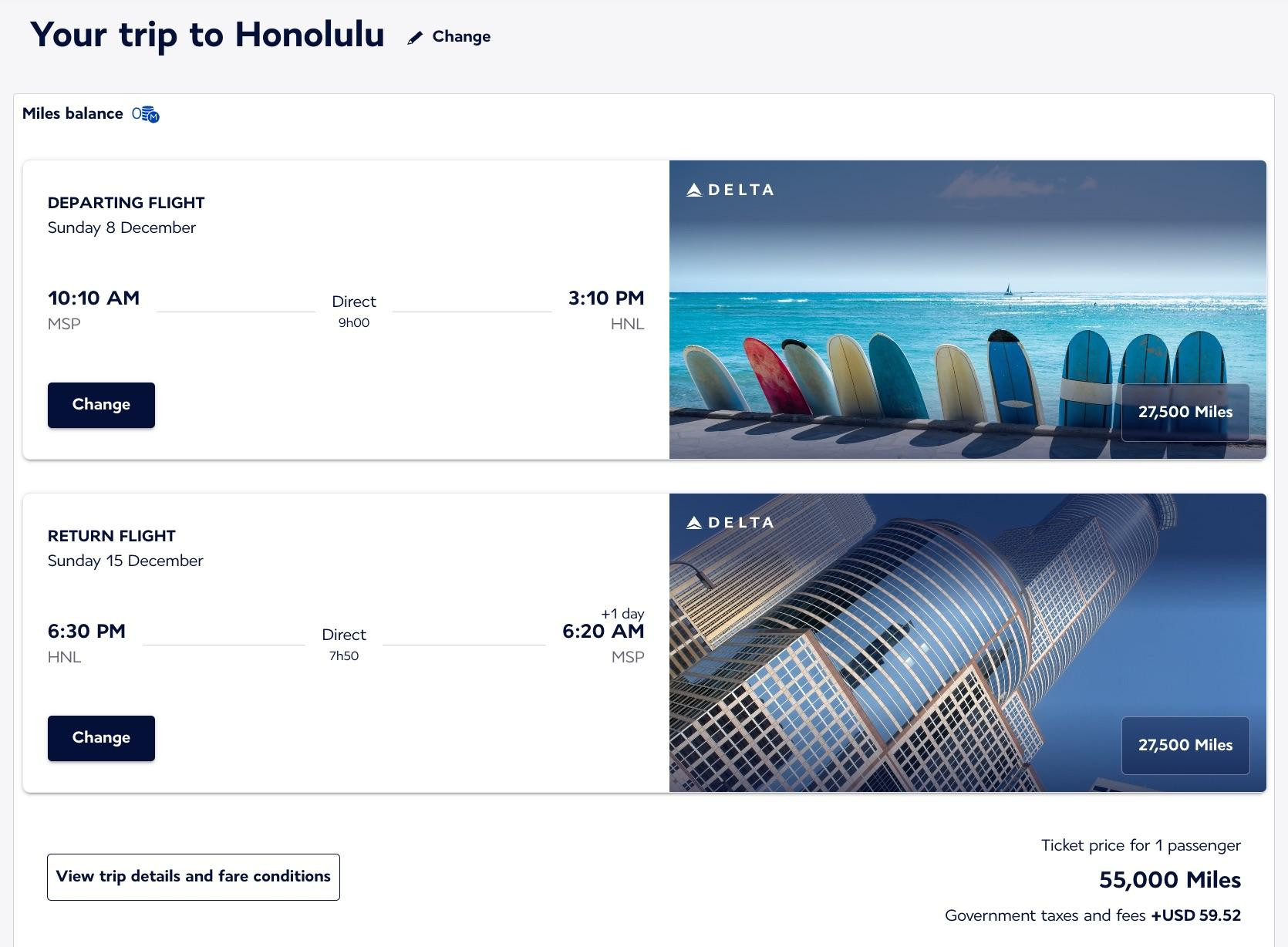 MSP HNL Flying Blue Delta