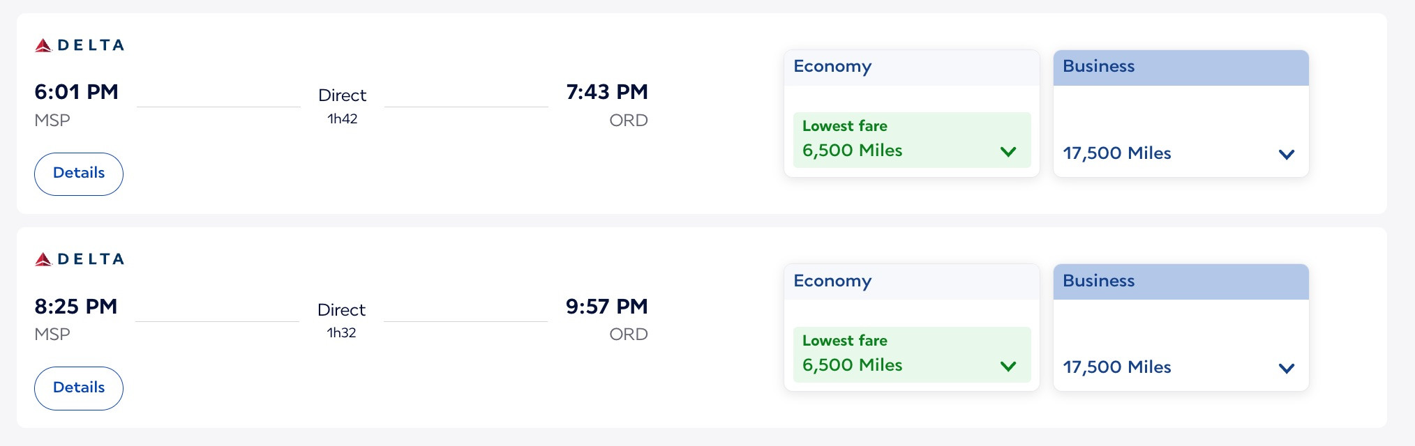 Minneapolis to Chicago Flying Blue